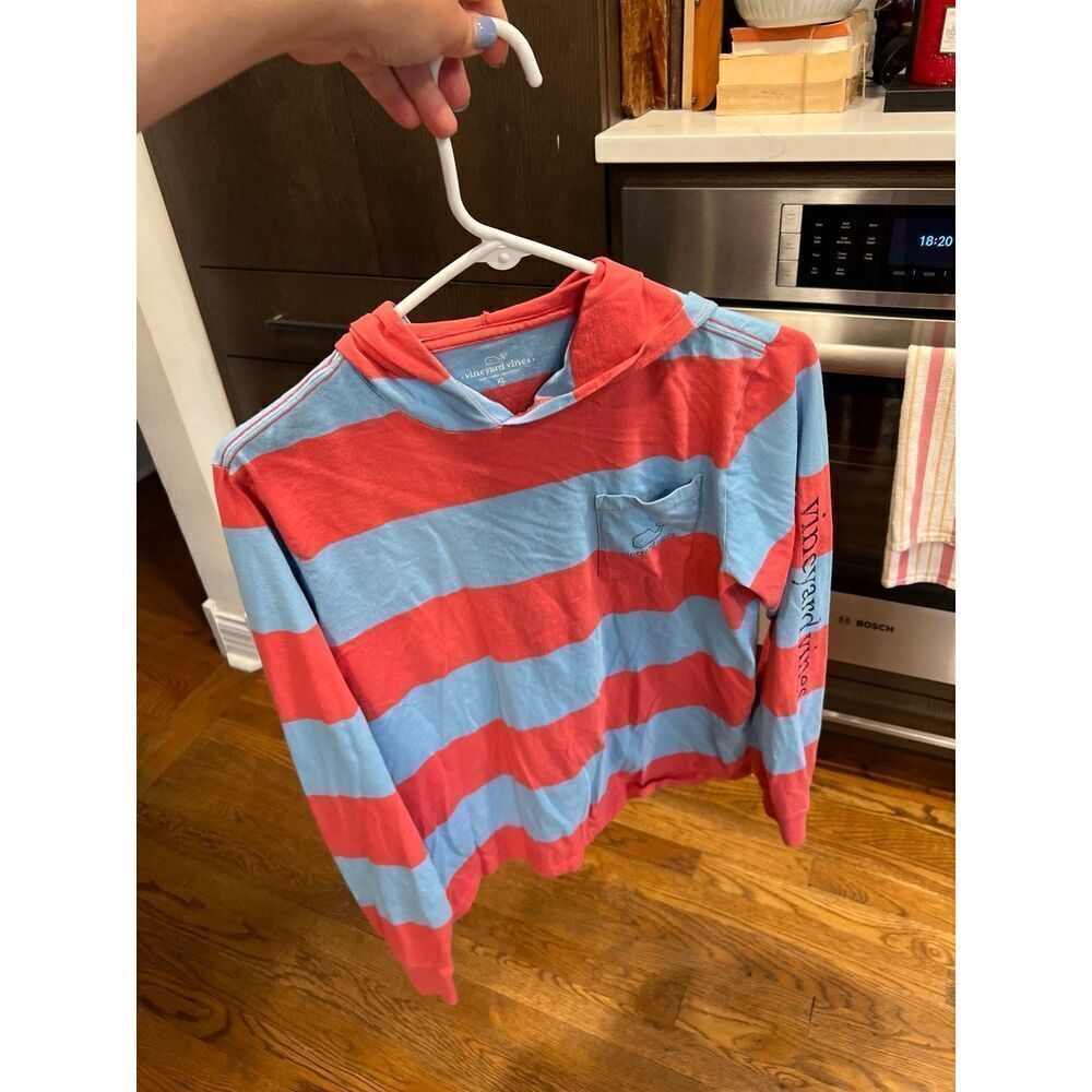 Vineyard Vines Shirt boy Orange Blue XL Long Sleeve Whale